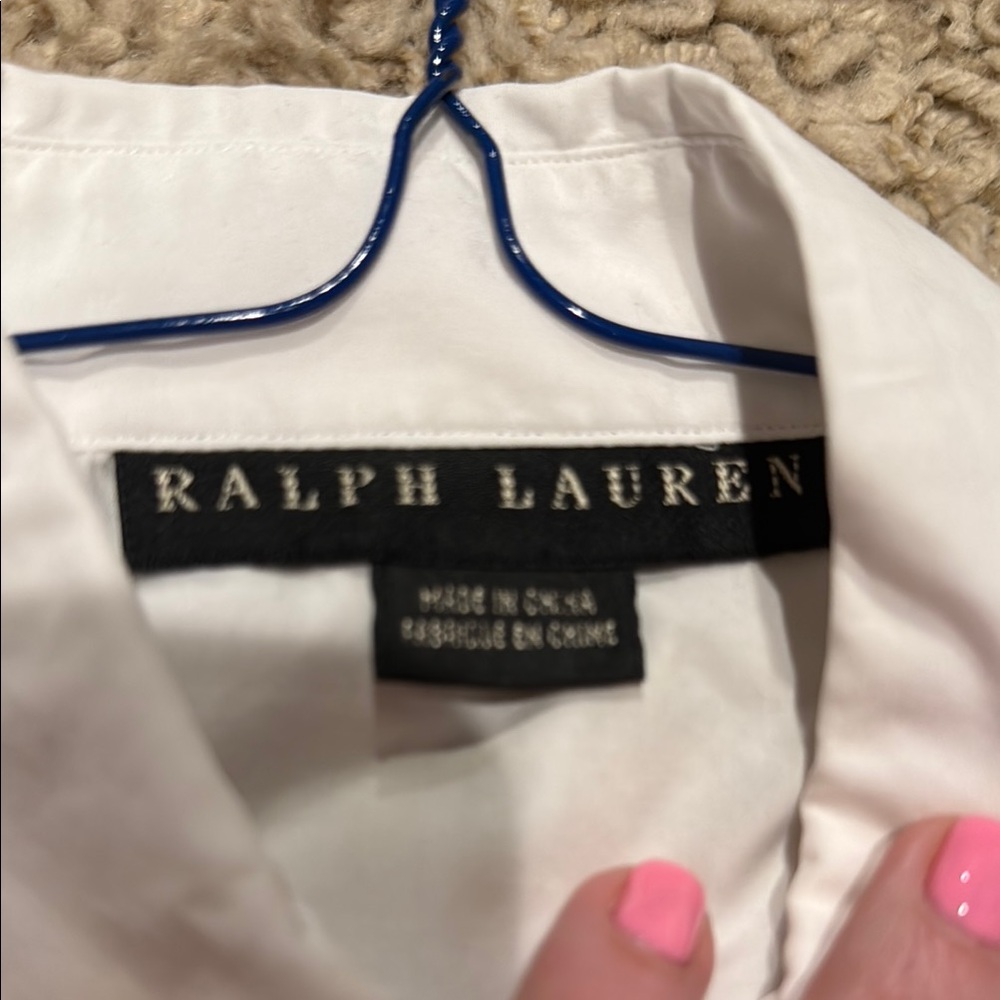 Ralph Lauren Black Label Ruffle Cap Sleeve White Blouse Women’s Small - Picture 3 of 9
